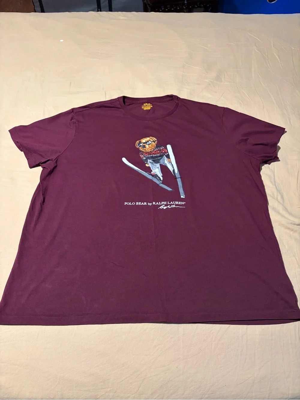 Polo by Ralph Lauren Burgundy Ski Bear Graphic Tee